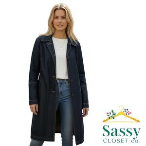 GAP Women’s Denim Coat Tailored Fit Princess Seams Snap Front Size S EUC